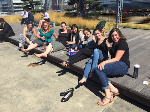 photo of Adies sitting outside